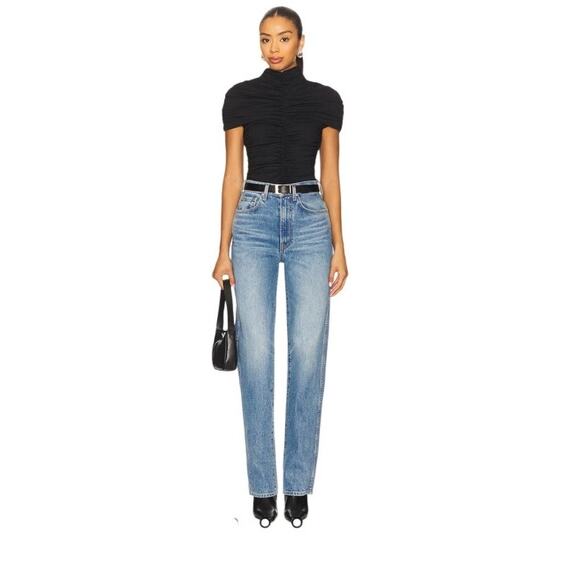 NWT Susana Monaco mock neck gathered overlay top black small - Picture 1 of 15
